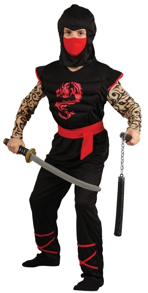 Adult NINJA MASTER Deluxe Martial Arts Fighter Samurai Fancy Dress Costume  Male