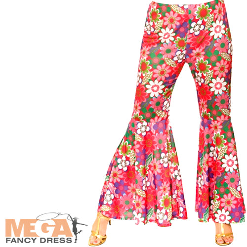 Ladies Flower Power Hippie 60s 70s Trousers Costume