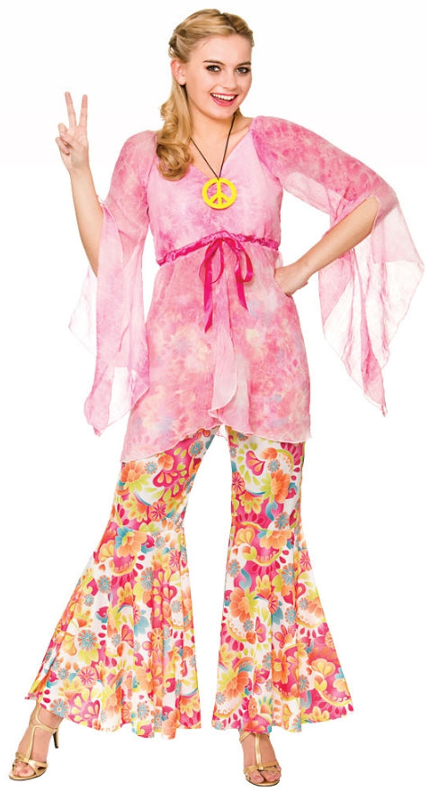 Ladies 1960s 70s Groovy Hippie Hippy Fancy Dress Costume