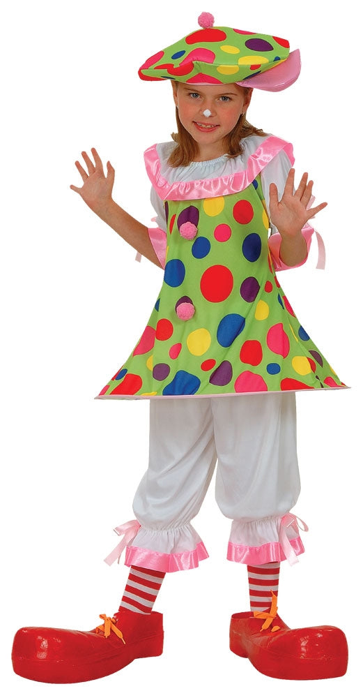 Girls Circus Clown Halloween Fancy Dress Costume