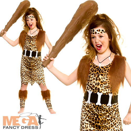 Stone Age Cave Girl Prehistoric Kids Costume