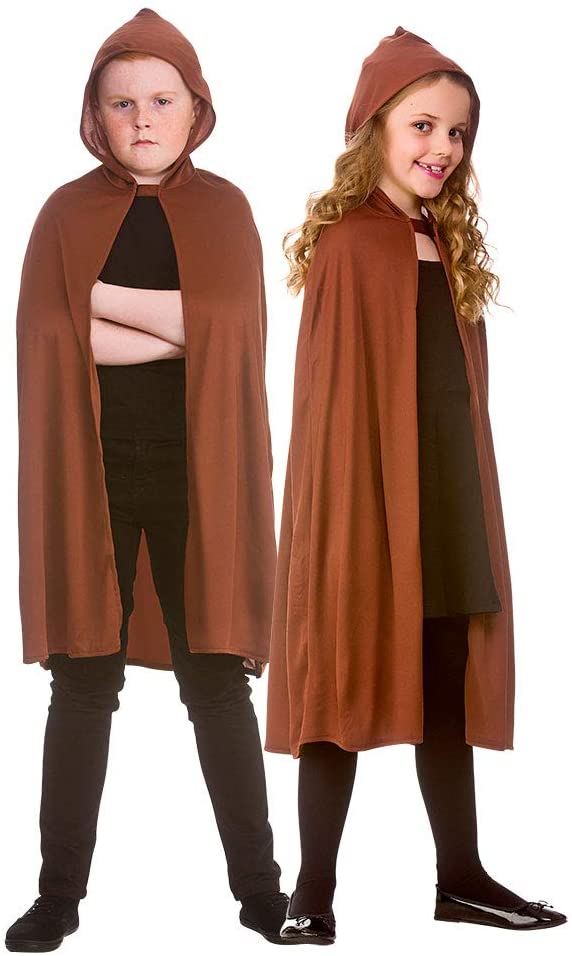 Brown Hooded Kids Cape Costume Accessory