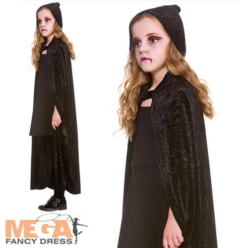 Kids Deluxe Velvet Hooded Costume Cape