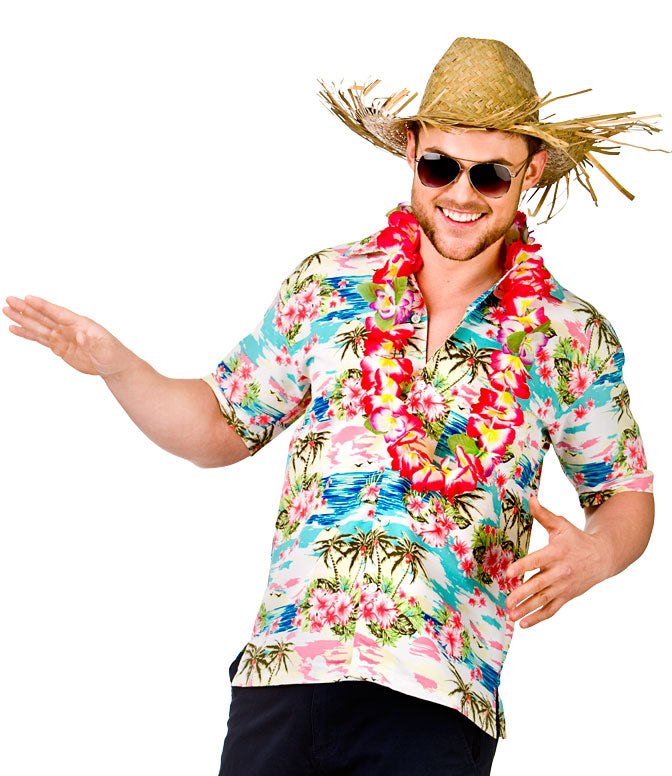 Hawaiian Pink Palm Trees Tropical Shirt Costume