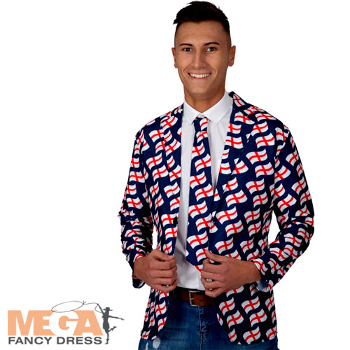 England World Cup Jacket & Tie Soccer Men's Costume