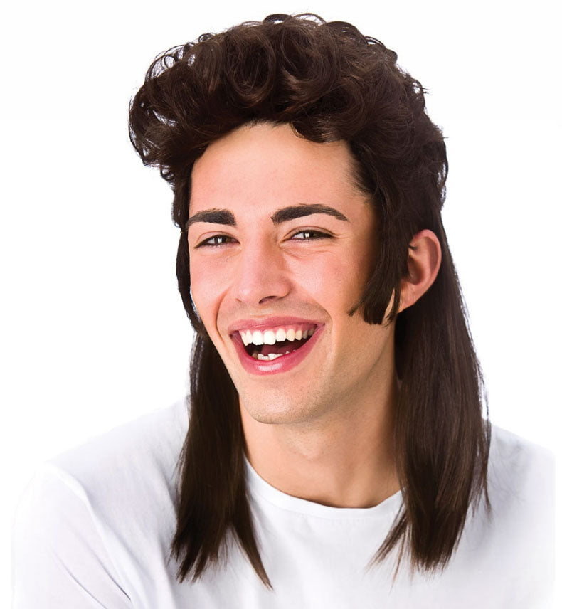 80s Brown Mullet Mens Wig