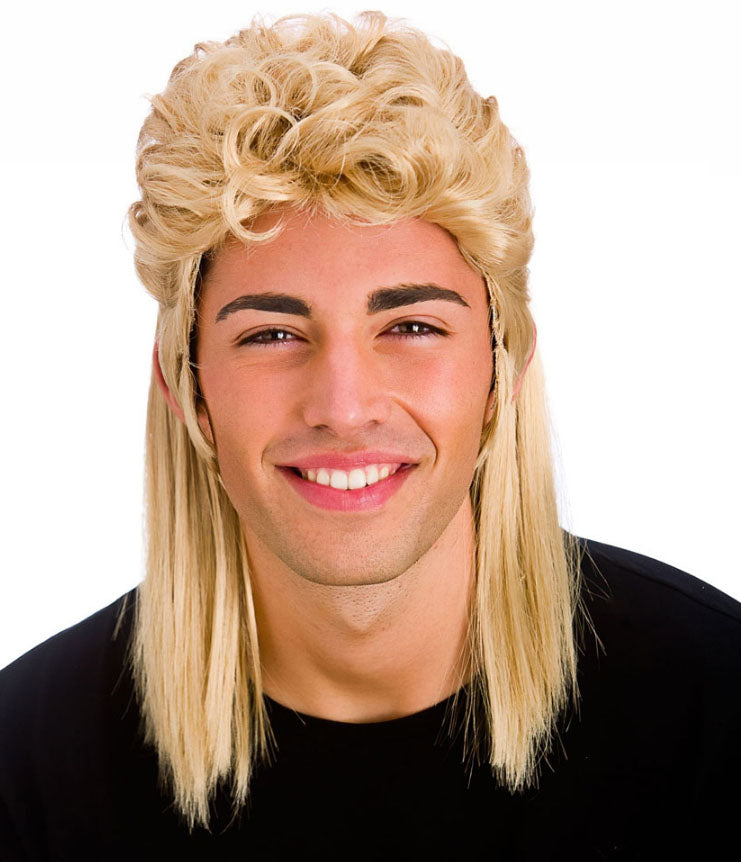 80s Blonde Mullet Mens Wig