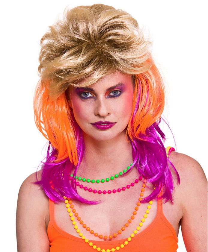 Ladies 80s Cindi Wig 1980s Cyndi Lauper Punk Fancy Dress Costume Accessory