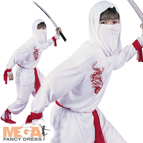Boys White Ninja Japanese Warrior Halloween Costume