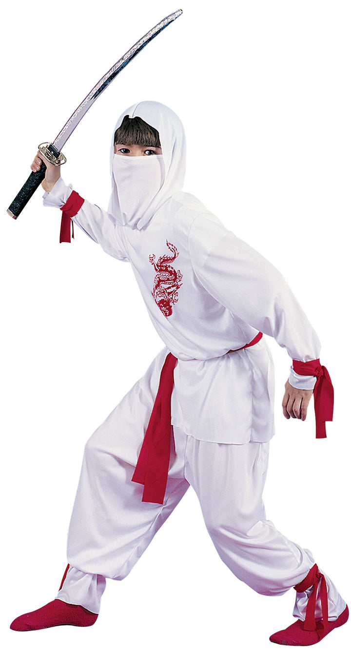 Boys White Ninja Japanese Warrior Halloween Costume