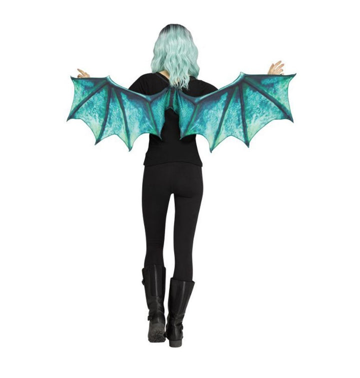Medieval Halloween Blue Dragon Demon Wings Fancy Dress Costume Accessory
