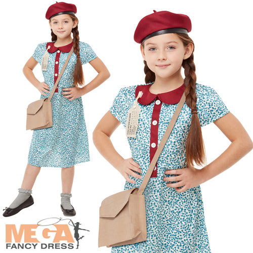 Girls 1940s WW2 Wartime Historical Book Day Fancy Dress Costume