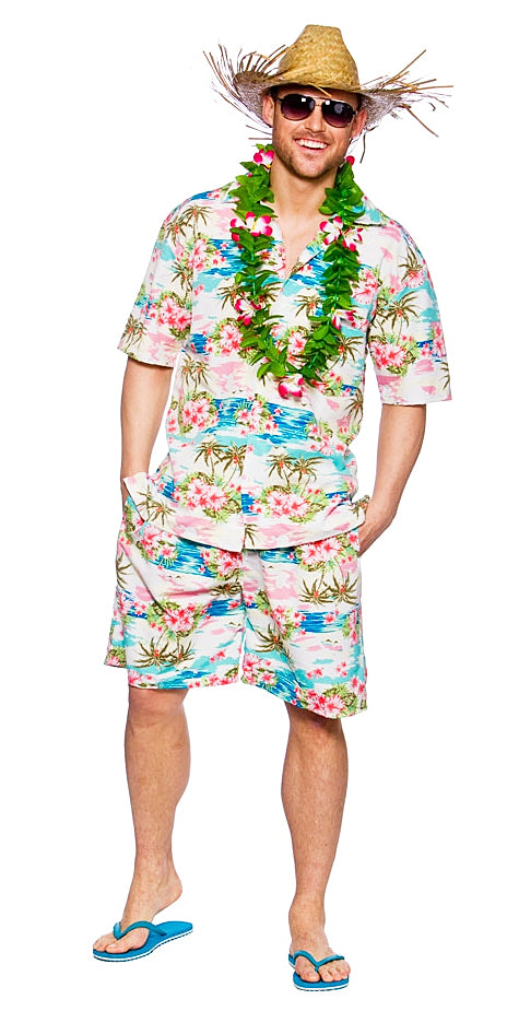 Hawaiian Pink Floral Tropical Costume