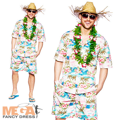 Hawaiian Pink Floral Tropical Costume