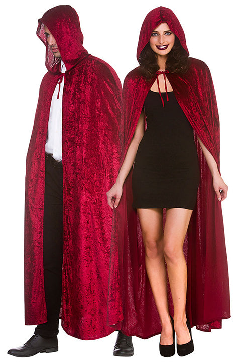 Deep Red Deluxe Velvet Hooded Cape