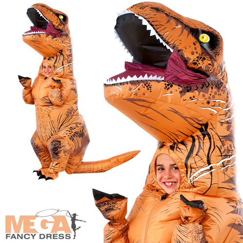 Inflatable T-Rex Jurassic World Fancy Dress Kids Costume Prehistoric Outfit