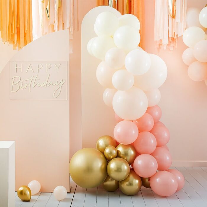 Peach & Gold Balloon Arch Kit Sophisticated Party Decor