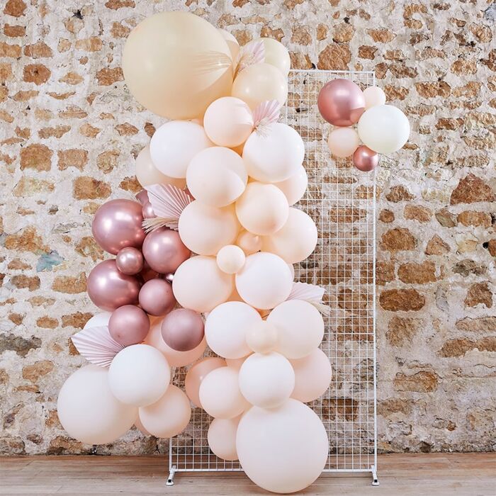 Pampas, White, Peach & Rose Gold Balloon Arch Kit Sophisticated Party Decor