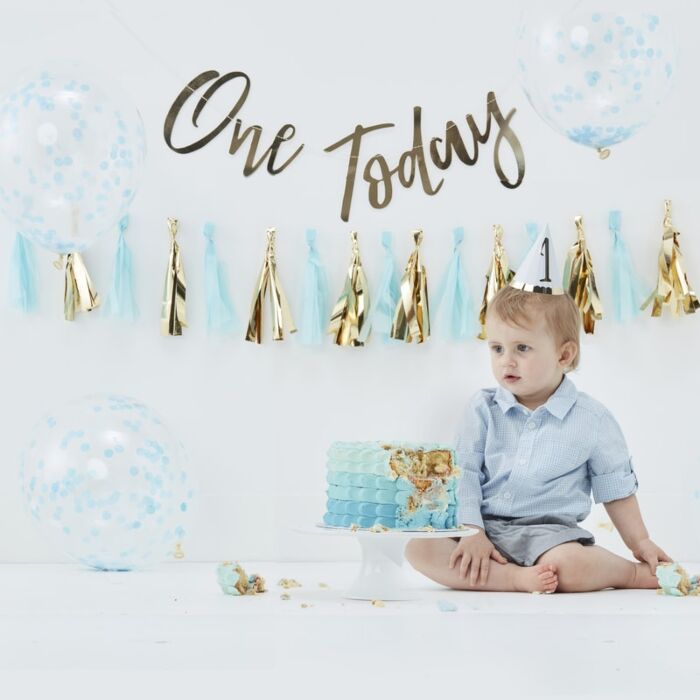 Blue Baby Cake Smash 1st Birthday Kit Celebration Set