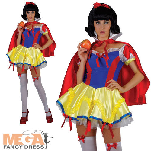 Ladies Snow Princess Fairy Tale Snow White Fancy Dress Costume
