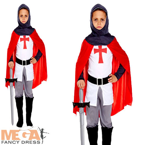 Boys Knight Fancy Dress Medieval Crusader Historical Book Day Costume