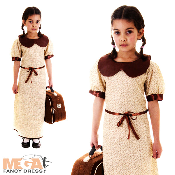 Girls WW2 Evacuee Historical Wartime Costume