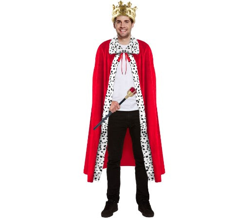 Mens King Cape with Fur Lining Royals Book Day Fancy Dress Costume