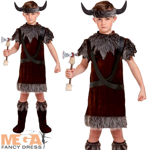 Boys Historical Saxon Viking Warrior Fancy Dress Costume