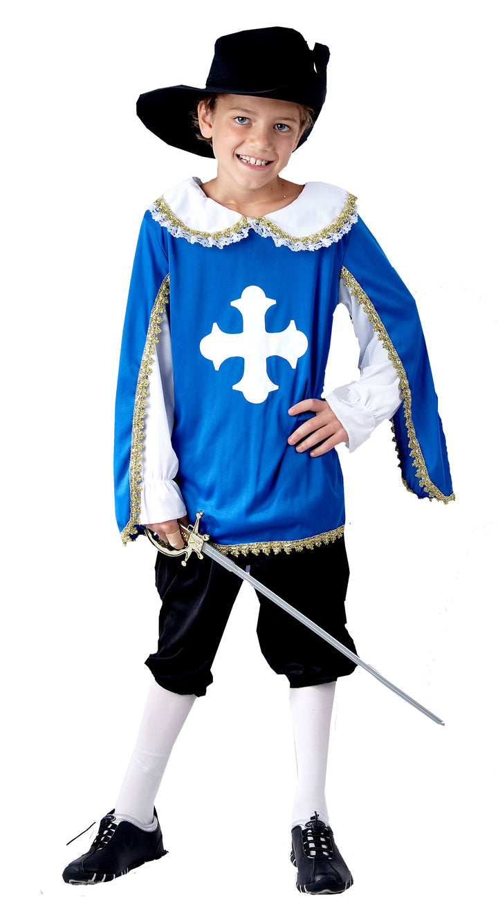 Boys Blue Musketeer French Swordsman Costume
