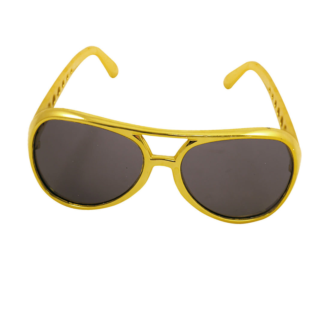 Gold Frame Gangster Glasses with Dark Lenses