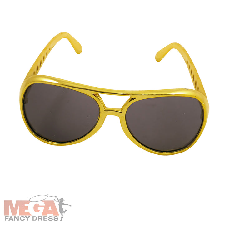 Gold Frame Gangster Glasses with Dark Lenses