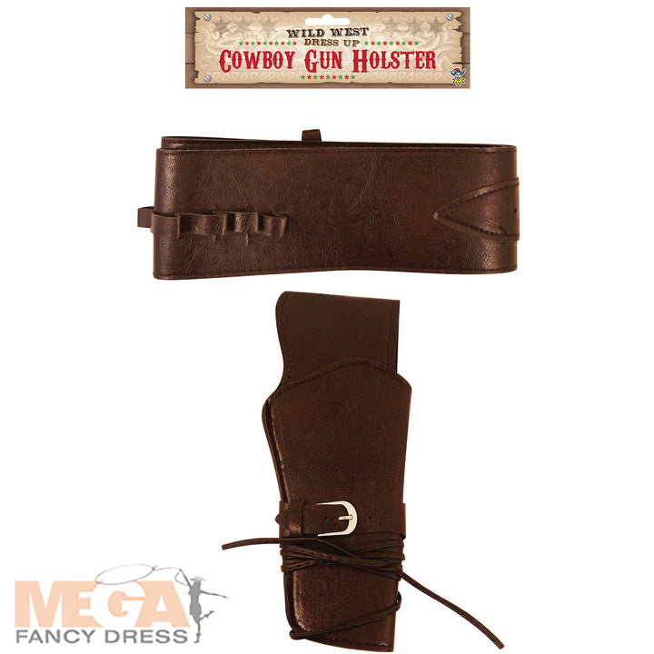 Cowboy Gun Holster Fancy Dress Accessory, 2 Piece Adult Western Costume
