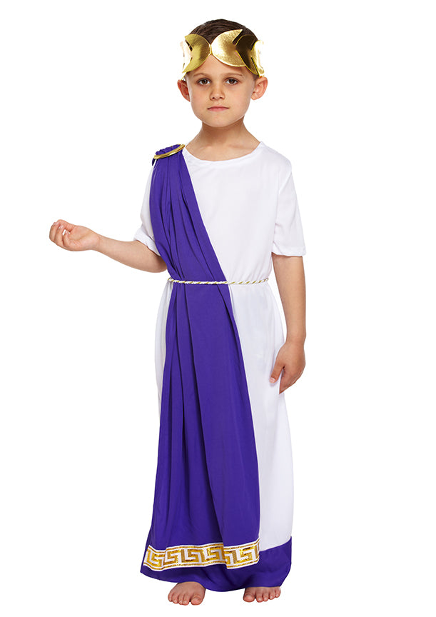Boys Roman Emperor Ancient Greek Grecian Toga Book Day Costume