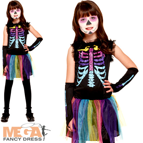 Multicolour Skeleton Kids Vibrant Bone Costume