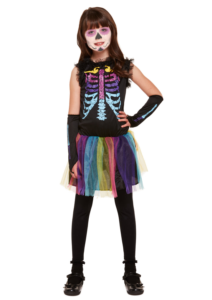 Multicolour Skeleton Kids Vibrant Bone Costume