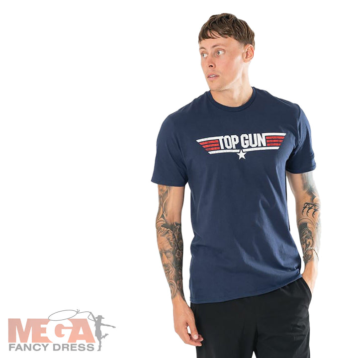 Unisex Top Gun Logo Black T-Shirt Fancy Dress Costume