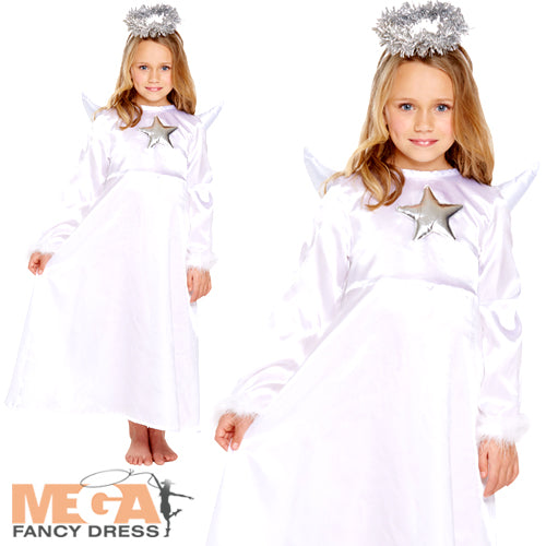 Girls White Angel Christmas Nativity Play Xmas Costume