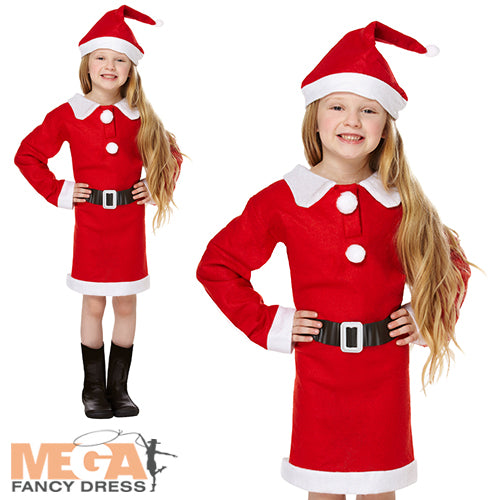 Girls Santa Christmas Festive Cheer Costume