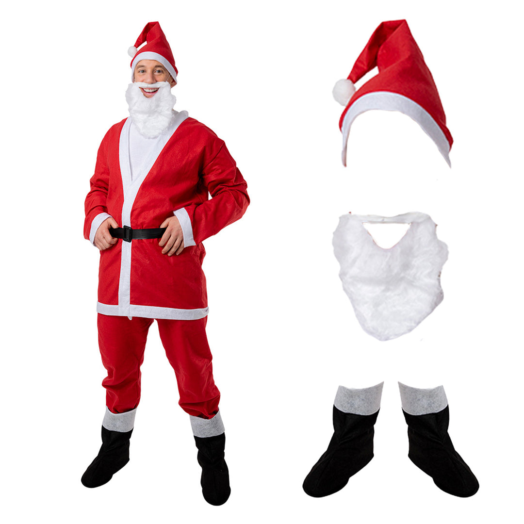 6pc Value Father Christmas Santa Suit Costume