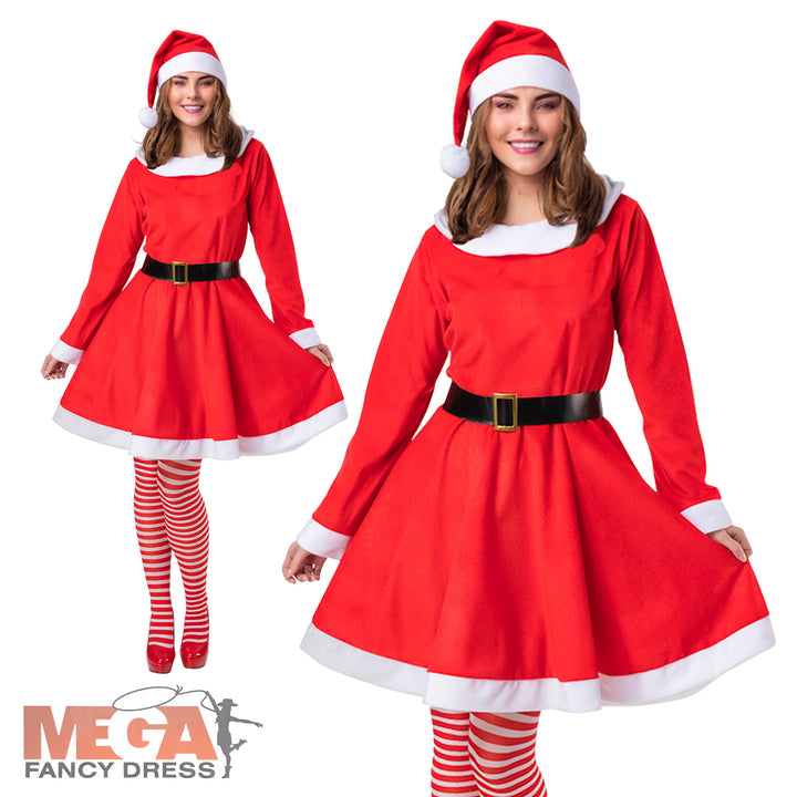 Womens Deluxe Velour Mrs Santa Christmas Costume
