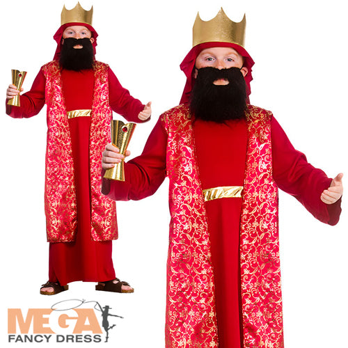 Boys Red Wise Man Christmas Nativity King Costume