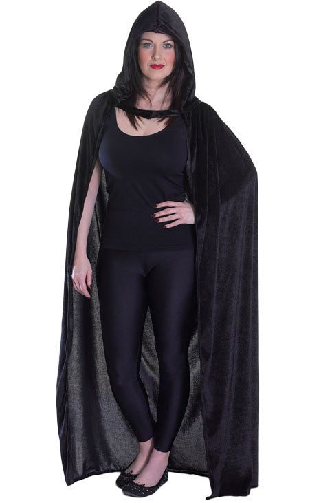 Velvet Black Hooded Adults Cloak Mysterious Costume