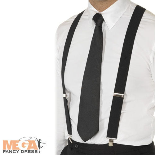 Black Gangster 20s Braces Costume