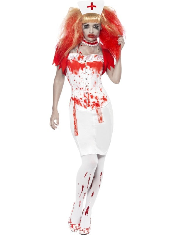 Ladies Blood Drip Nurse Halloween Costume Horror Fancy Dress