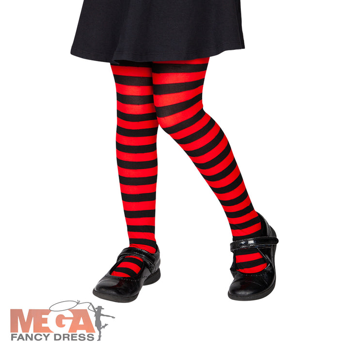 Kids Red & Black Candystripe Tights