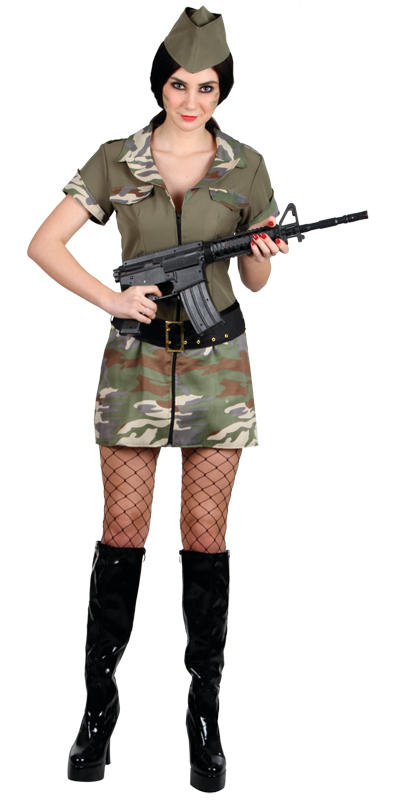 Ladies Army Girl Military Fancy Dress Costume