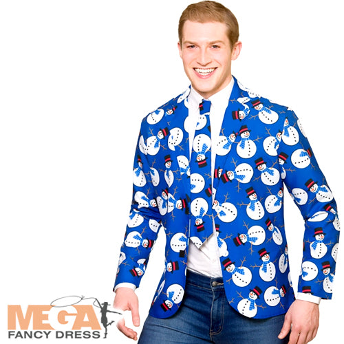 Fun Snowman Christmas Themed Jacket & Tie Outfit