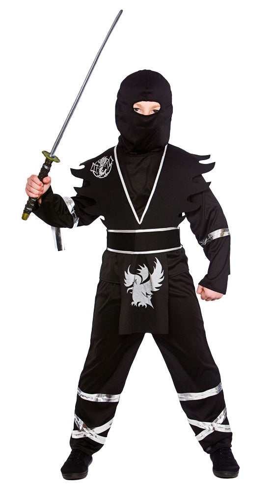 Ninja Assassin Black and Silver Boys Warrior Costume