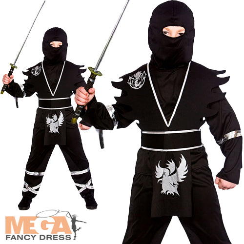 Ninja Assassin Black and Silver Boys Warrior Costume