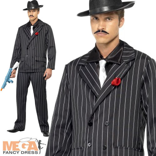Men's 1920s Pinstripe Mafia Gangster Zoot Suit Costume